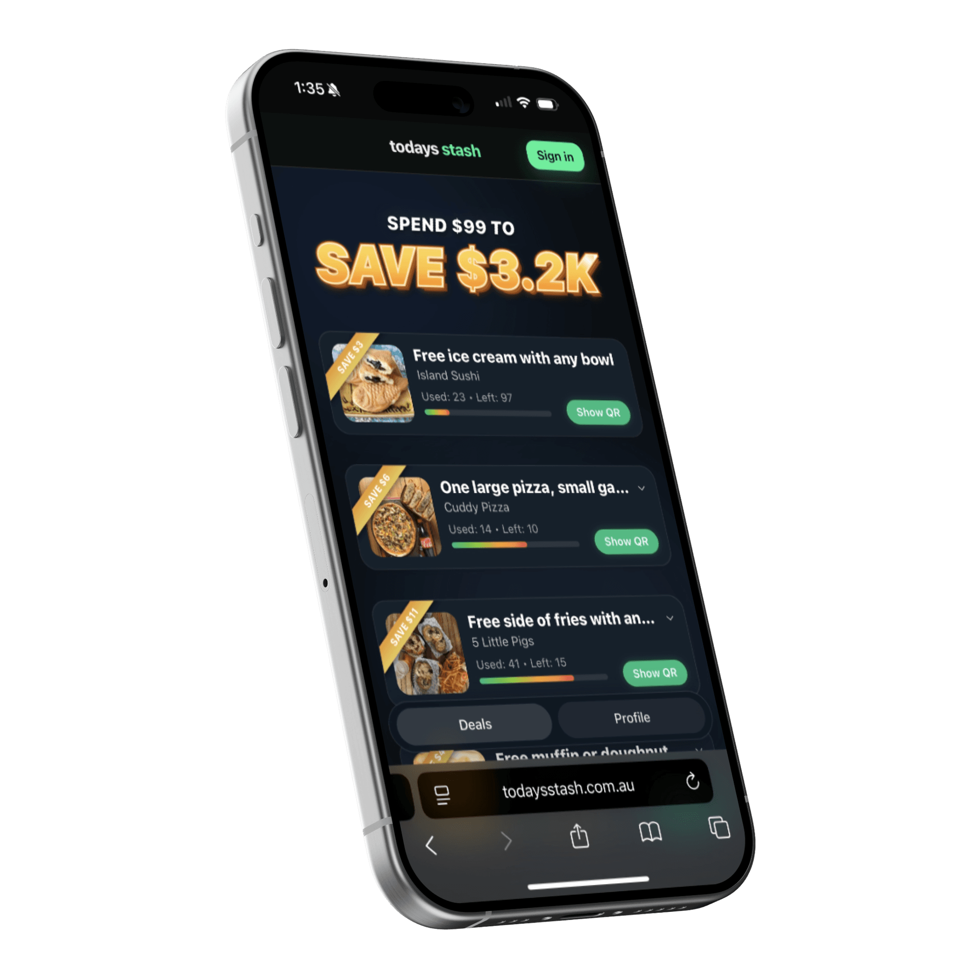 Today’s Stash discover local offers screen